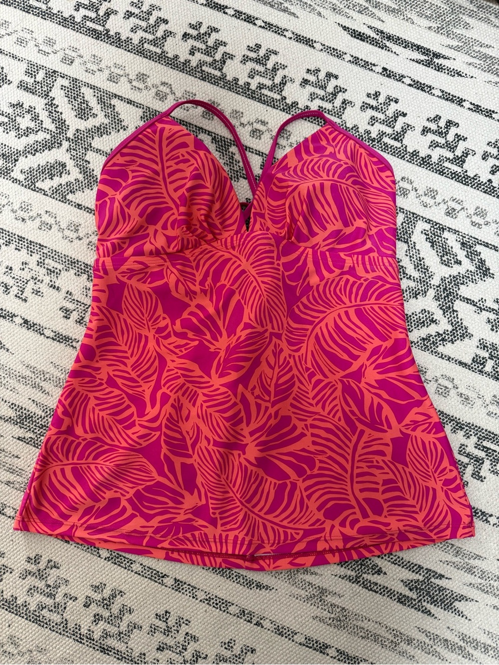 Patagonia Pink and Orange Leaf-Print Tankini New no Tags